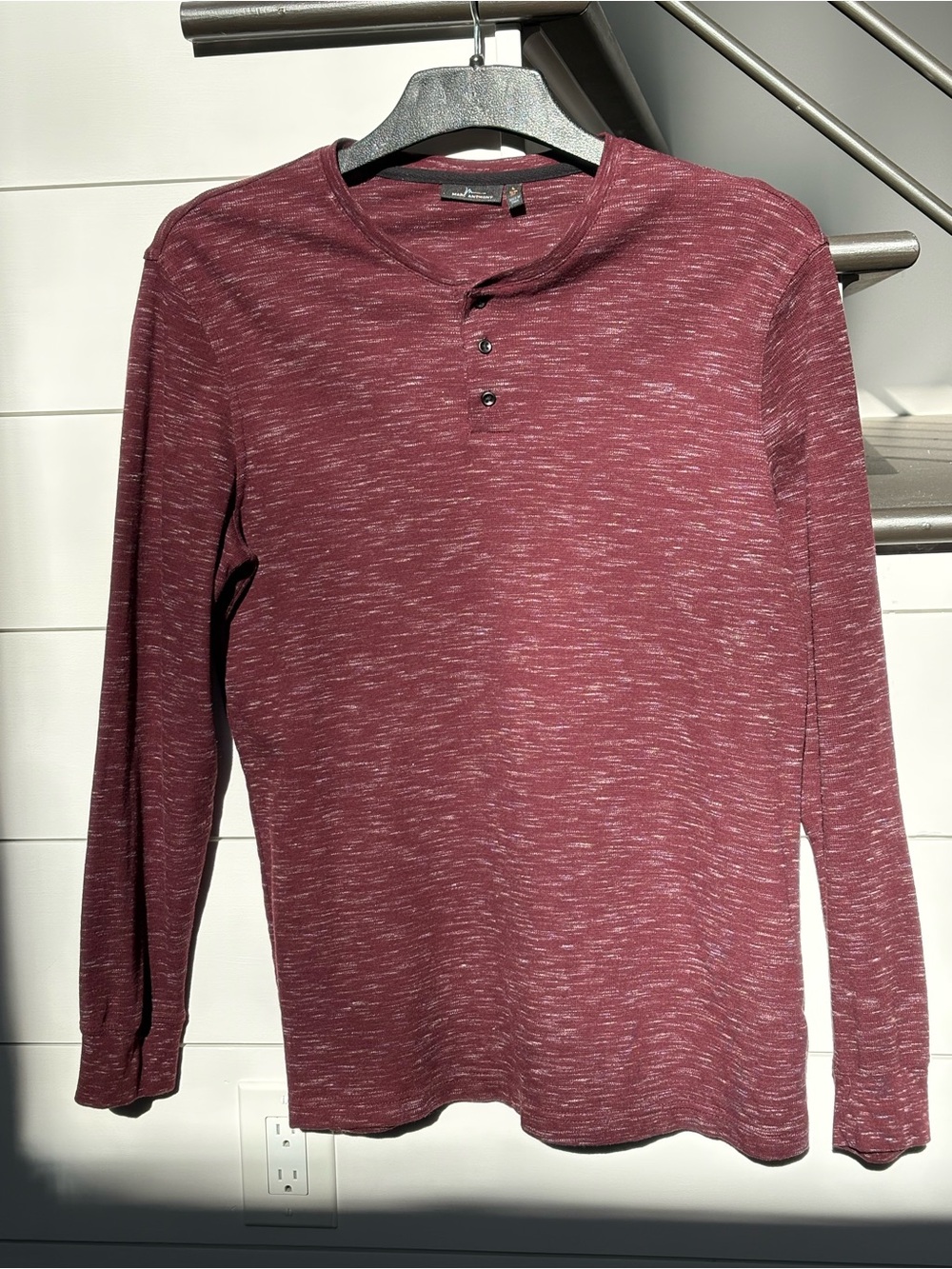 Marc Anthony Large Slim Fit Henley In Maroon